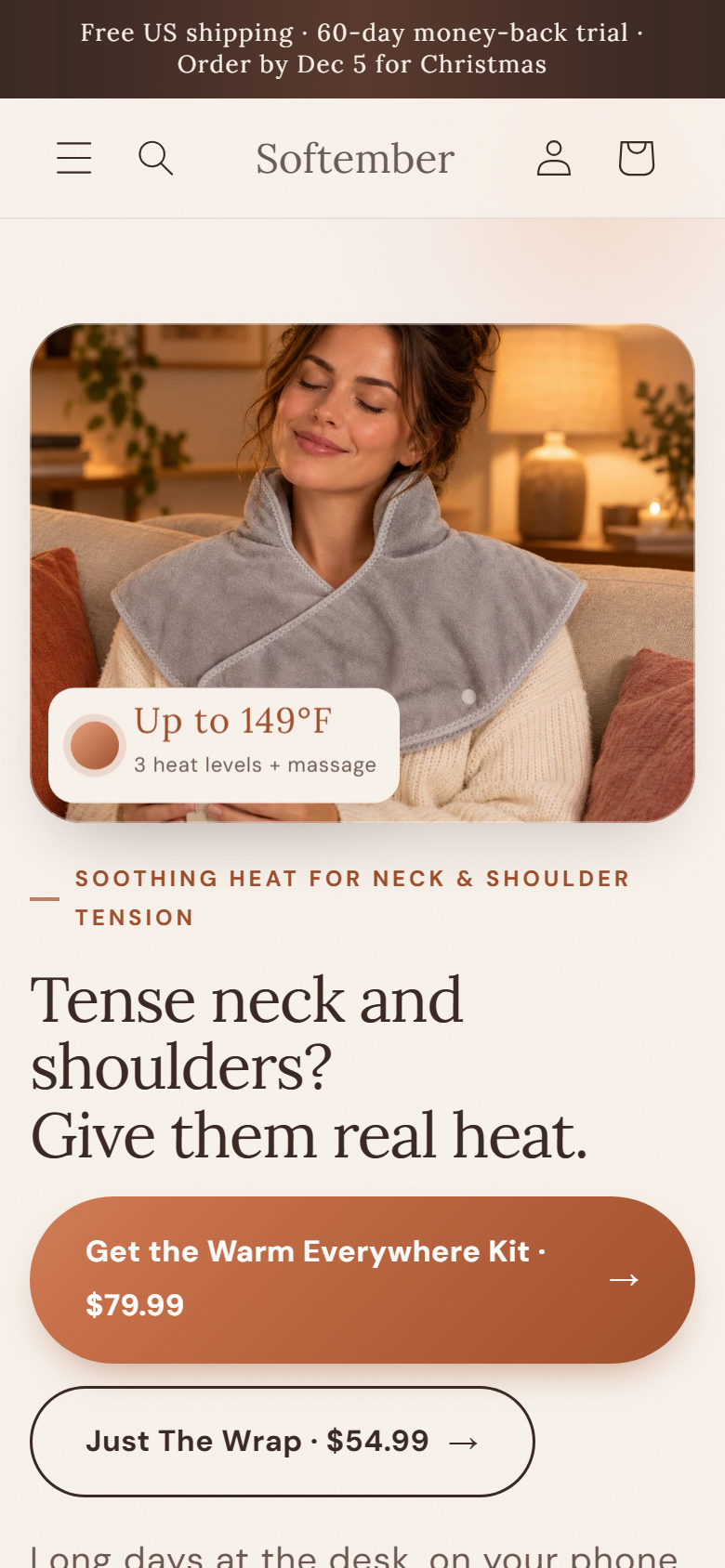 Softember homepage on mobile